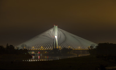 Obraz premium Wroclaw by night, Poland Redzinski Bridge