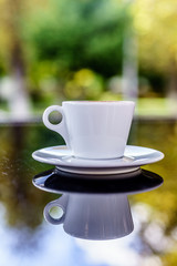 Coffee with Bokeh Green background