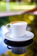 Coffee with Bokeh Green background
