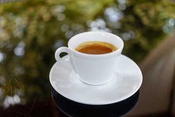 Coffee with Bokeh Green background