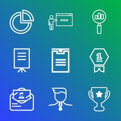 9 premium vector icon set on gradient background. Modern simple isolated sign. Pixel perfect vector  illustration for logo, website, mobile app and other designs