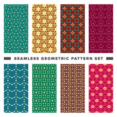 Set of seamless decorative geometric shapes pattern