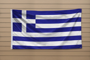 Greece Flag hanging on a wall