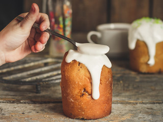 Easter cake (traditional decoration and attributes). Happy easter!