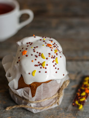 Easter cake (traditional decoration and attributes). Happy easter!