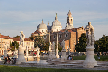 Padova, Italy - August 24, 2017: The Basilica of Santa Giustina is located in the center of the Prato della Valle square.