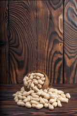 peanuts on wood background