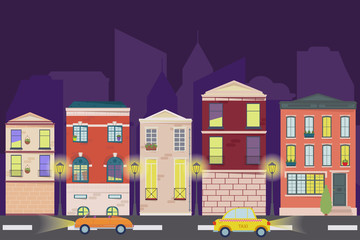 City landscape. Urban landscape in flat style. Vector illustration.