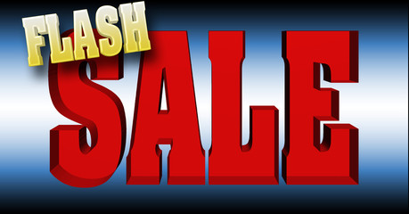 Stock Illustration - Flash Sale, Red Text: Sale, Bright Text: Flash, 3D Illustration, Gradient Background