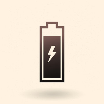 Vector Single Black Silhouette Icon of Battery Charging