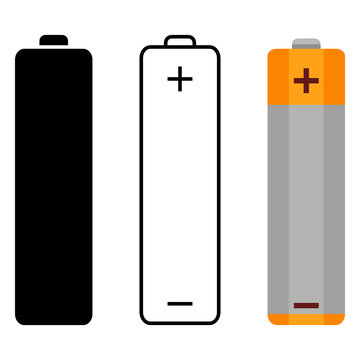 Vector Set of AA Type Battery Icons.