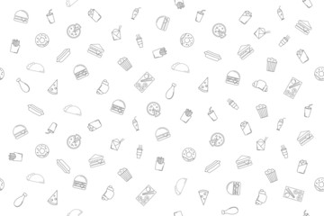 Vector fast food pattern. Fast food seamless background