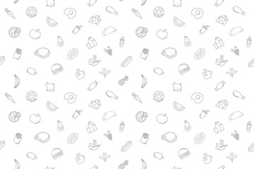 Vector food and drink pattern.Food and drink seamless background