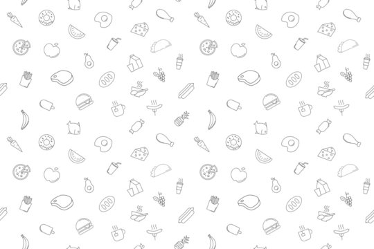 Vector food and drink pattern.Food and drink seamless background