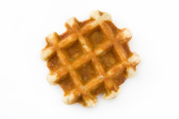 Belgian waffles isolated on white background. Top view

