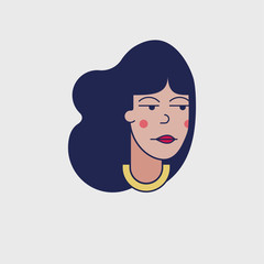 Colorful vector avatar of sad woman