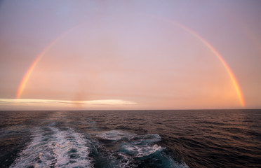 Rainbow over Atlantic ocean after heavy storm