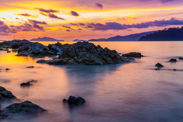 Seascape,Beautiful sunset scenery with rocks,Koh lipe, Thailand.