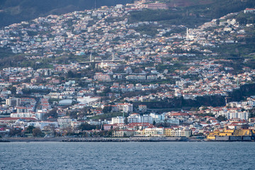 Fototapeta na wymiar Panorama of Funchal in Madiera in late afternoon
