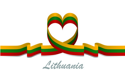 lithuania flag and love ribbon