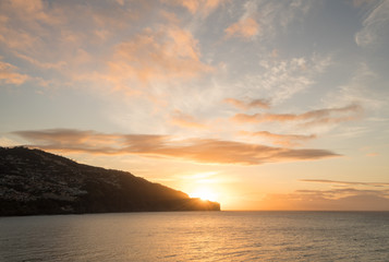 Sun rising over Funchal in Madiera at dawn