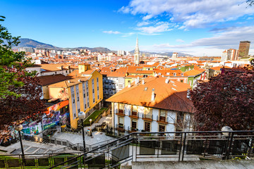 panoramic views of bilbao old town roofs, spain