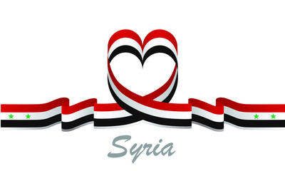 Fototapeta na wymiar syria flag and love ribbon
