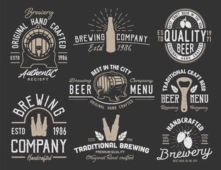 Set emblems with beer objects