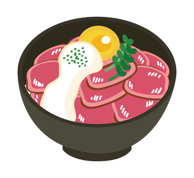 ローストビーフ丼のイラスト素材