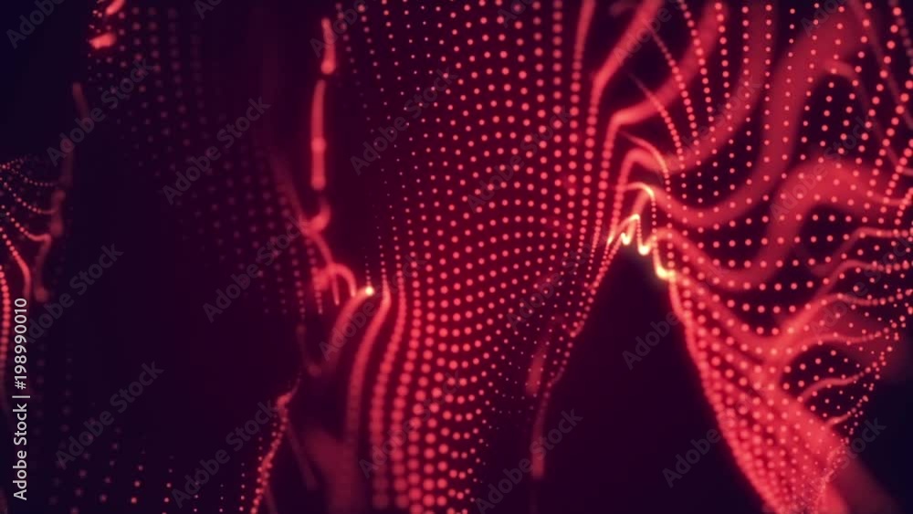 Poster abstract red cg motion waving texture with glowing defocused particles. cyber or technology digital 