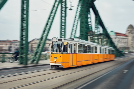 Tram in motion