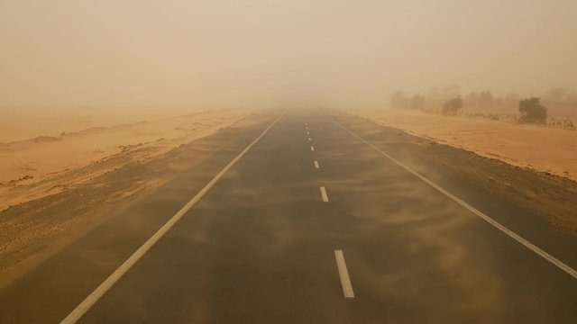 Road in windy desert