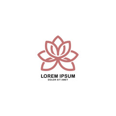 Monoline Modern Lotus Flower Logo Design Template