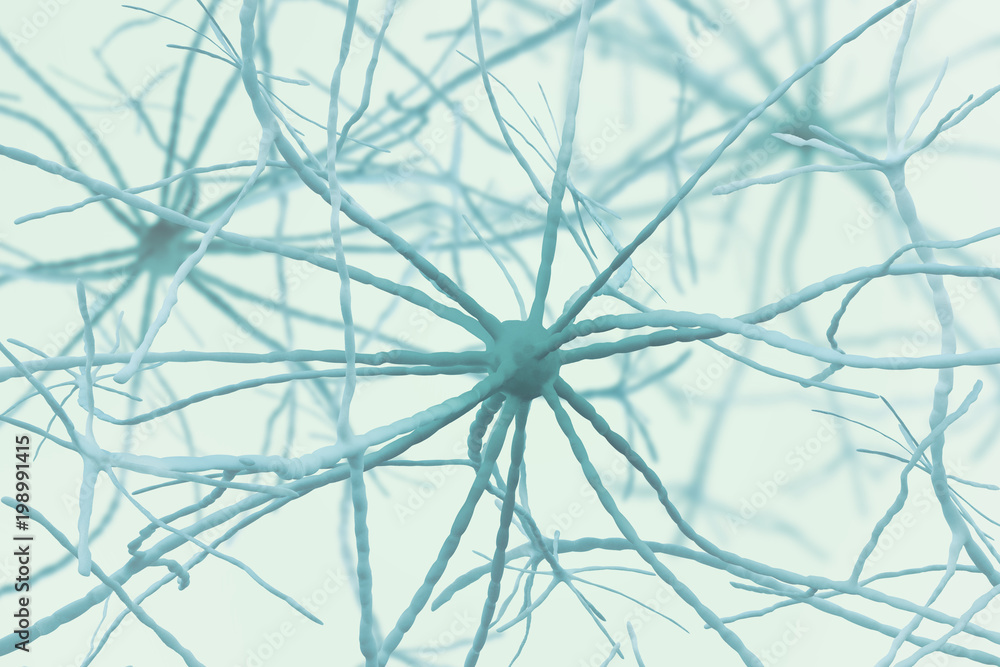 Poster neurons 3d illustration. neural networks of the human brain
