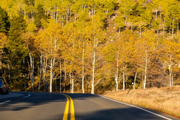 Highway at autumn in Colorado, USA.