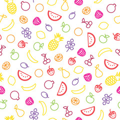 Assorted fruits seamless pattern.