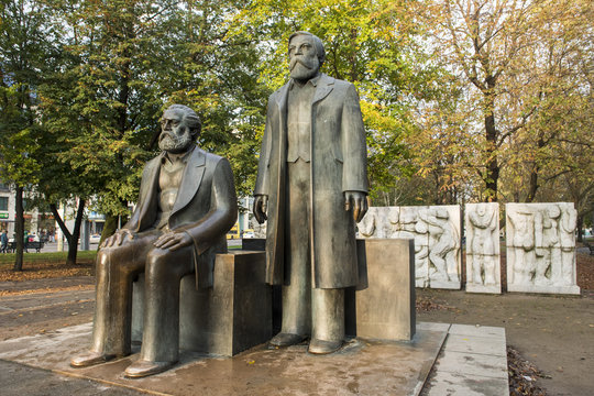 Statues of Karl Marx and Friedrich Engels, near Alexanderplatz, in the former East Berlin