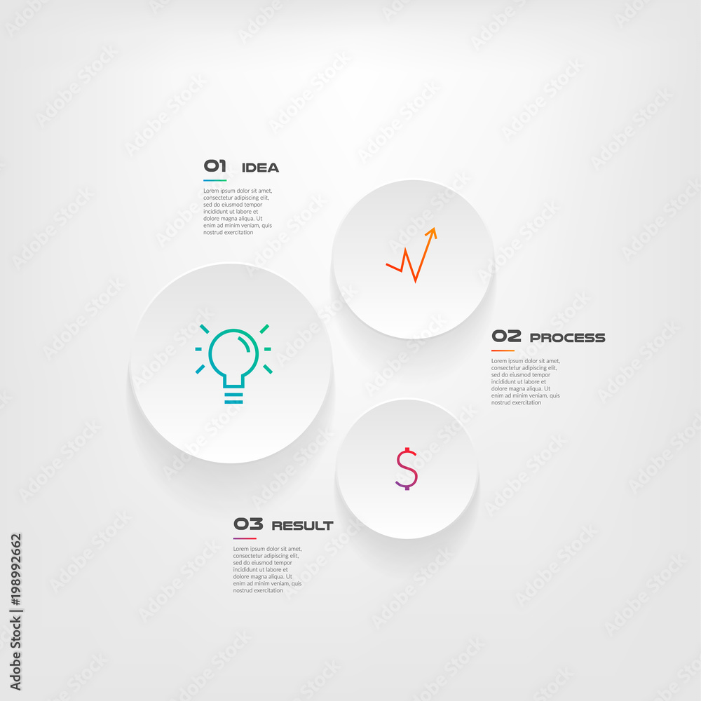 Poster circle, gradient icons infographics step by step. element of chart, graph, diagram with 3 options - 