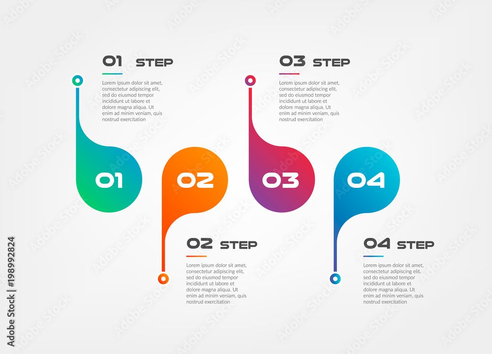 Leinwandbilder horizontal steps timeline gradient infographics circle - can illustrate a strategy, workflow or team