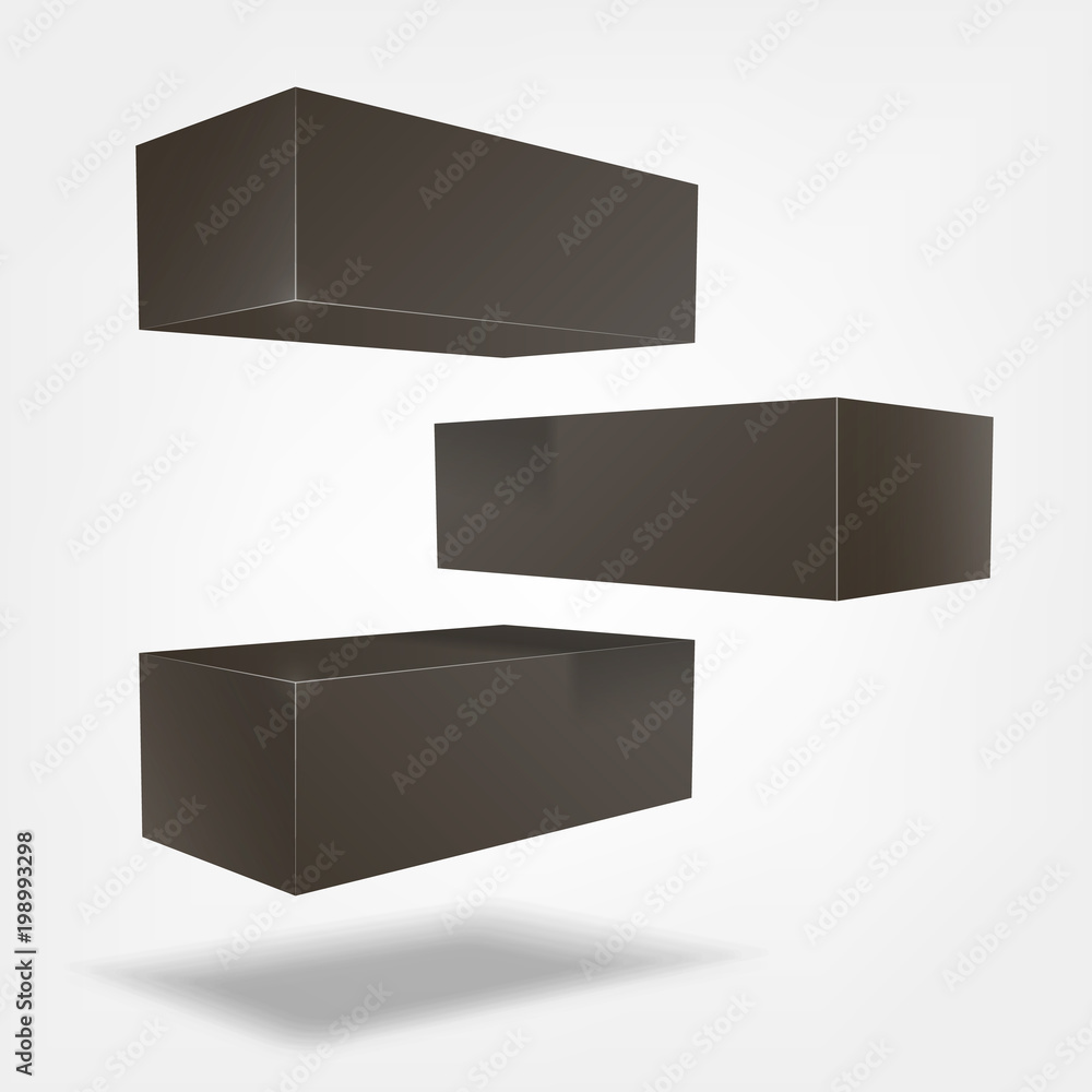 Fototapete 3d blocks template, rectangle. element of chart, graph, diagram with 3 options - parts, processes, t