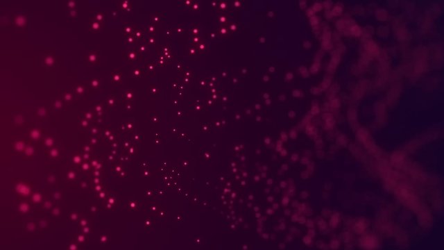 Abstract Red cg motion waving texture with glowing defocused particles. Cyber or technology digital landscape background. 1920p Full hd