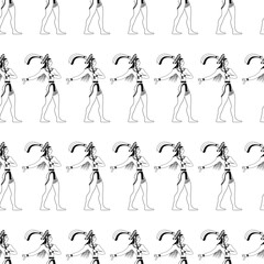 seamless pattern walking warrior based on the fresco from the Palace of Knossos