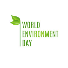 World environment day hand lettering card on blurred background. Vector illustration.