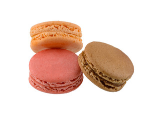 Sweet and colourful french macaroons or macaron, Dessert isolated on white background