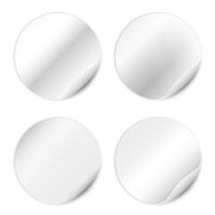 Vector set of blank stickers isolated on white background. Round stickers for advertising design. 
