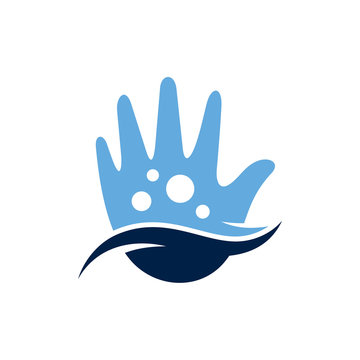 Hand Wash Logo, Health Care Logo, Hand With Water And Bubble