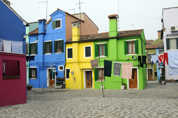 Bunte Hausfassade, Hausfront, Hauseingang, Fenster, Burano, Insel Burano, Venedig, Venetien, Italien, Europa