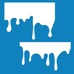 Dripping milk on a blue background. Vector illustration