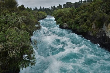 Fast blue river near Huka falls