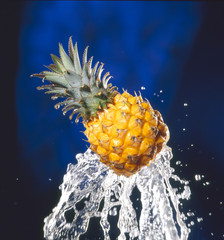 Ananas auf spritzendem Wasser